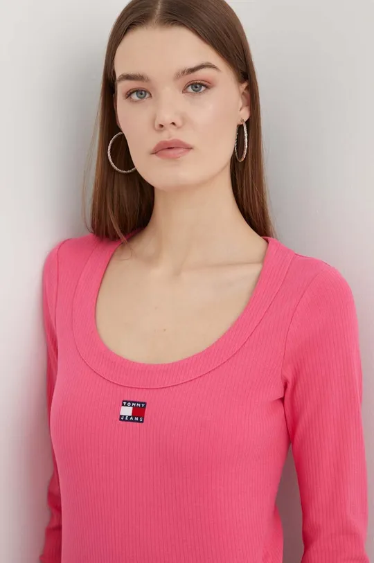 roza Majica dugih rukava Tommy Jeans Ženski