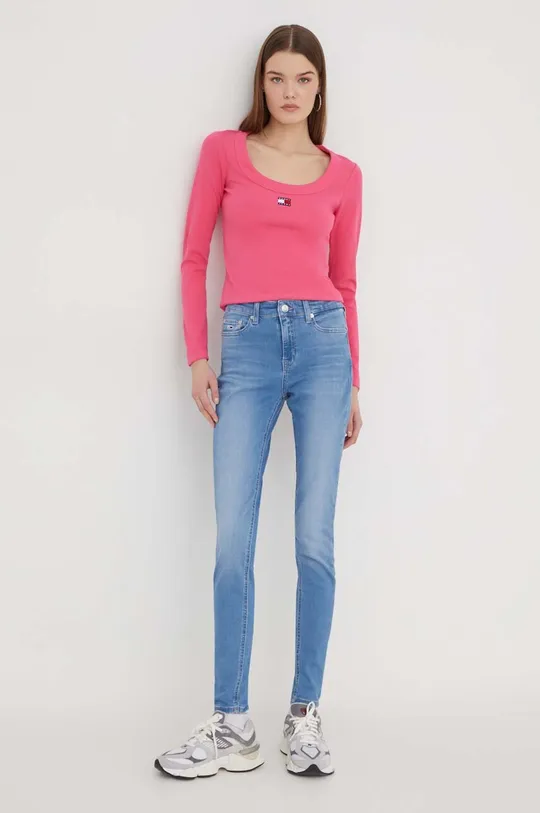Tommy Jeans longsleeve różowy
