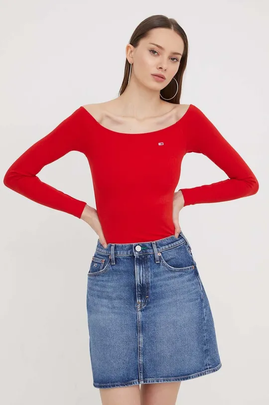 rosso Tommy Jeans camicia a maniche lunghe