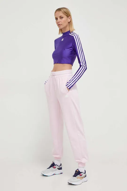 Tričko s dlhým rukávom adidas Originals fialová