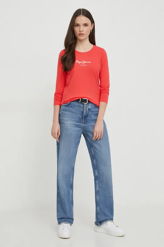 Majica z dolgimi rokavi Pepe Jeans rdeča