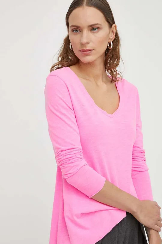 ružová Tričko s dlhým rukávom American Vintage