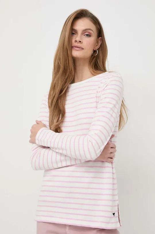 ružová Bavlnené tričko s dlhým rukávom Weekend Max Mara Dámsky