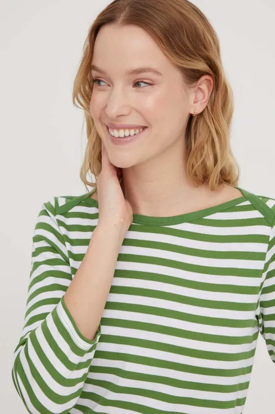zelená Bavlnené tričko s dlhým rukávom United Colors of Benetton