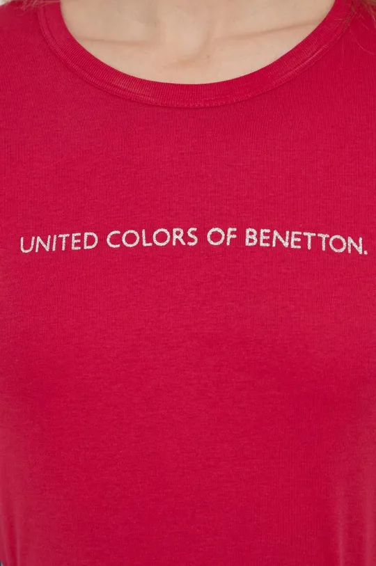 розовый Хлопковый лонгслив United Colors of Benetton