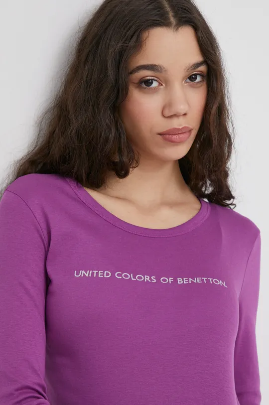 μωβ Βαμβακερή μπλούζα με μακριά μανίκια United Colors of Benetton