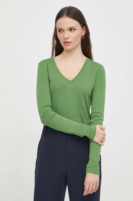 πράσινο Βαμβακερή μπλούζα με μακριά μανίκια United Colors of Benetton Γυναικεία
