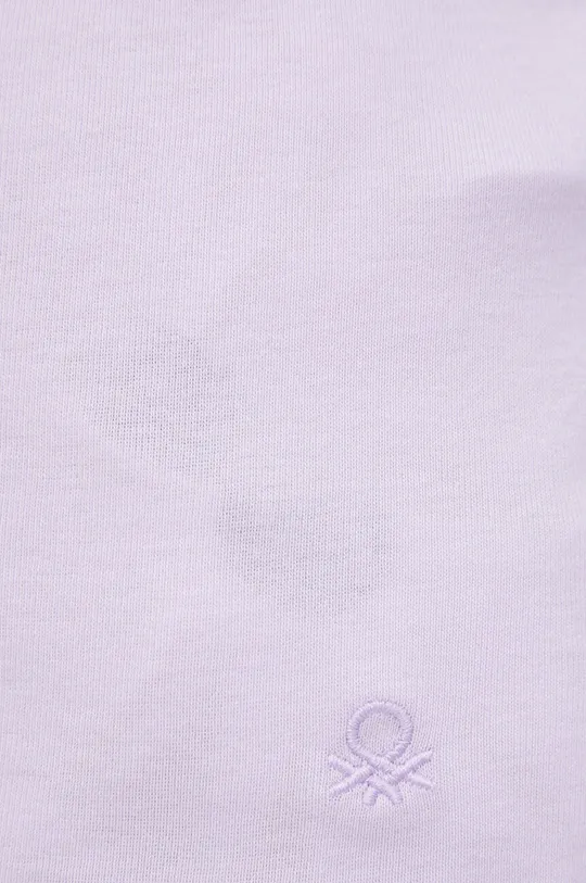 fialová Bavlnené tričko s dlhým rukávom United Colors of Benetton