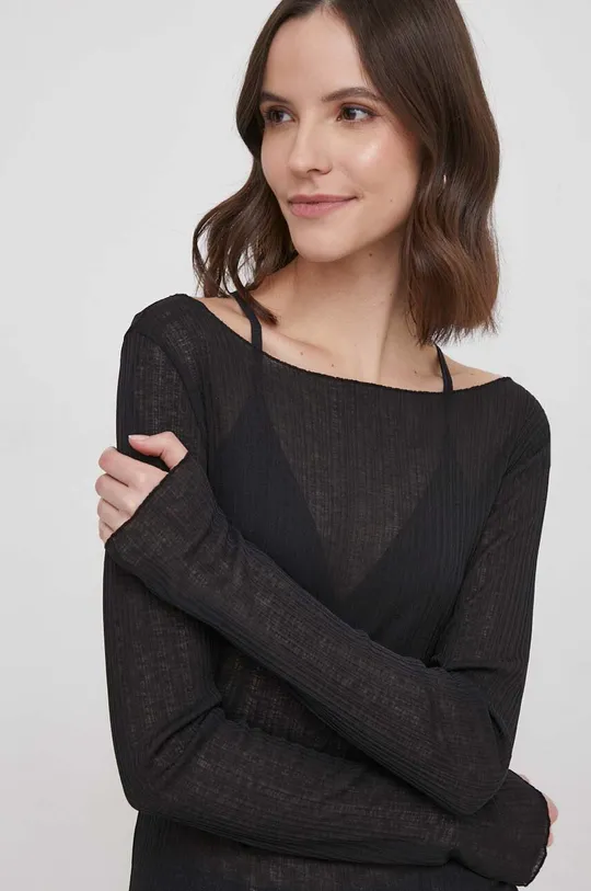 čierna Tričko s dlhým rukávom Calvin Klein Jeans Dámsky