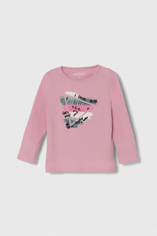 różowy Guess longsleeve niemowlęcy Dziewczęcy