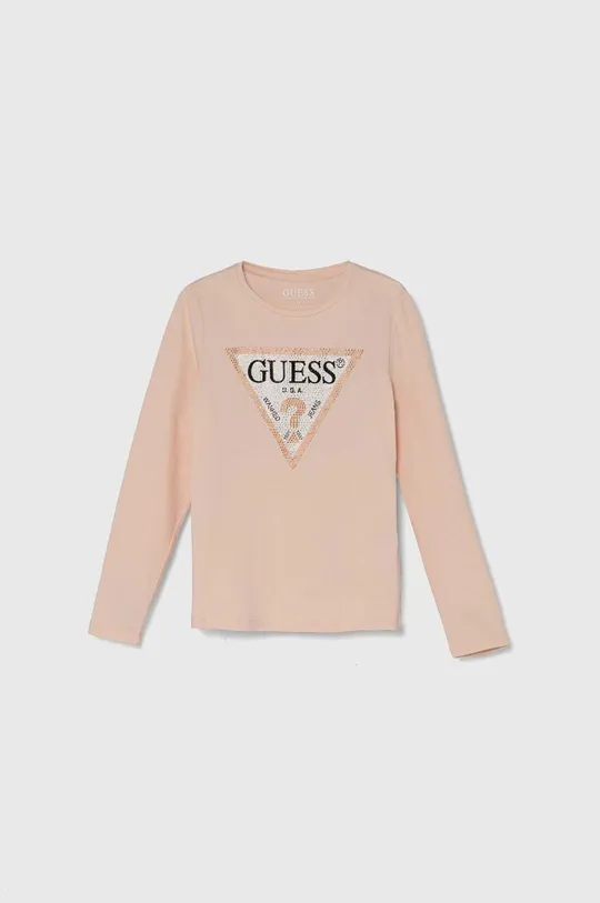 roza Dječja majica dugih rukava Guess Za djevojčice