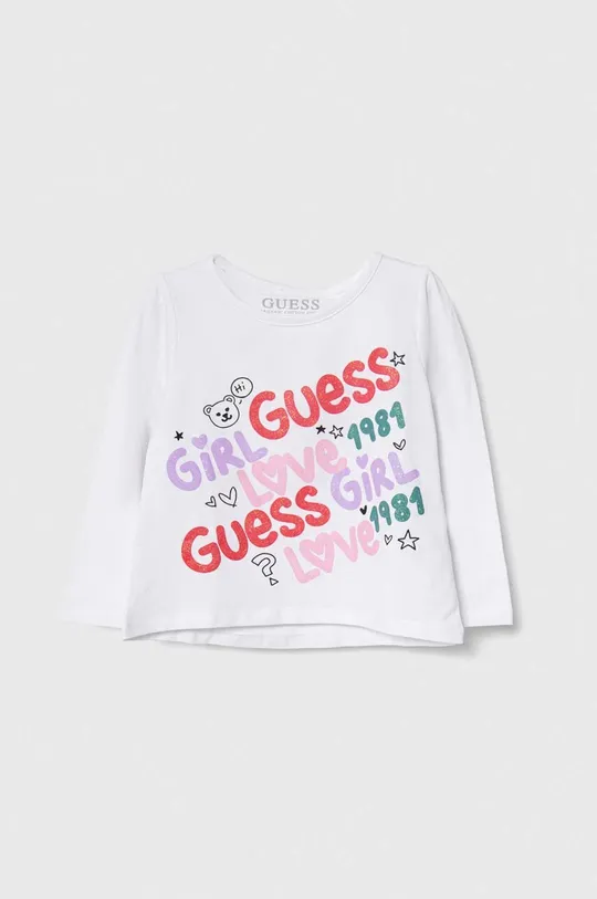 bijela Dječja majica dugih rukava Guess Za djevojčice
