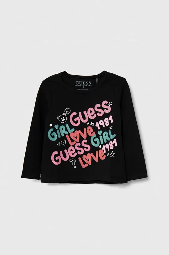 crna Dječja majica dugih rukava Guess Za djevojčice