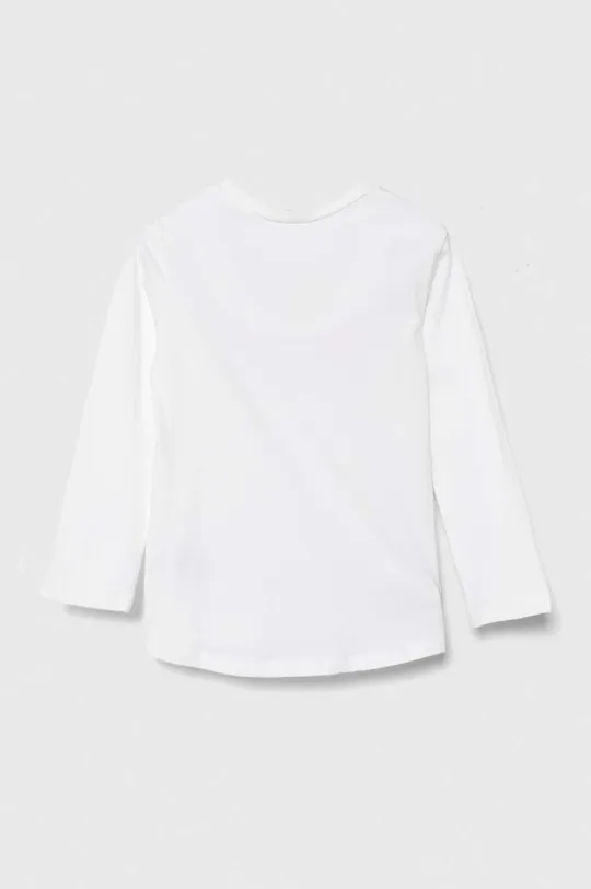 Otroška bombažna majica z dolgimi rokavi United Colors of Benetton bela