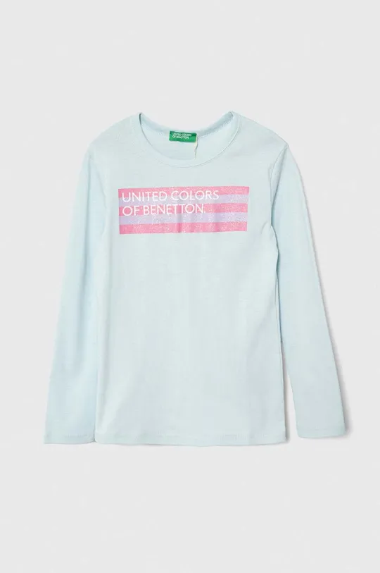 niebieski United Colors of Benetton longsleeve bawełniany dziecięcy Dziewczęcy