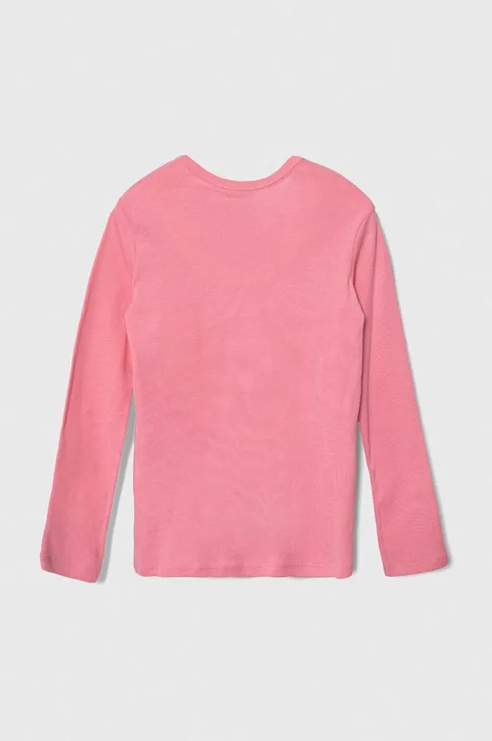 Otroška bombažna majica z dolgimi rokavi United Colors of Benetton roza