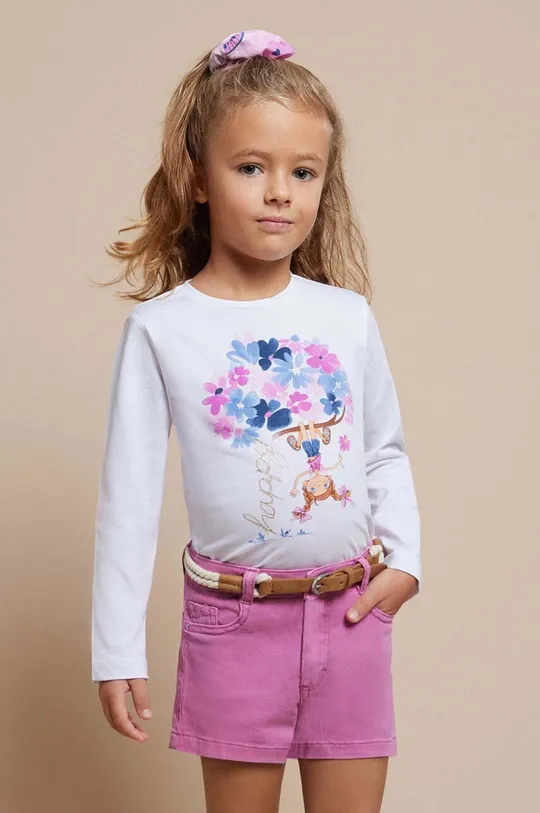 ružová Detská bavlnená košeľa s dlhým rukávom Mayoral Dievčenský