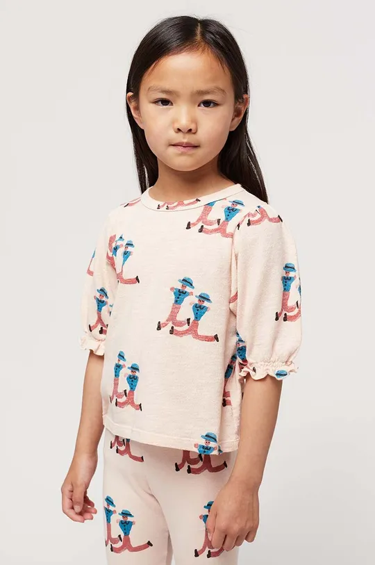 różowy Bobo Choses t-shirt bawełniany dziecięcy Dziewczęcy