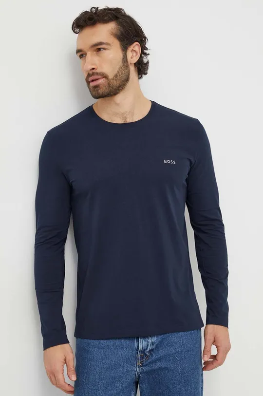 Majica z dolgimi rokavi lounge BOSS mornarsko modra