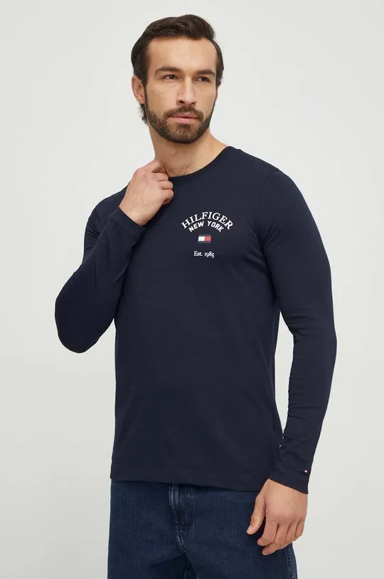 mornarsko plava Pamučna majica dugih rukava Tommy Hilfiger Muški