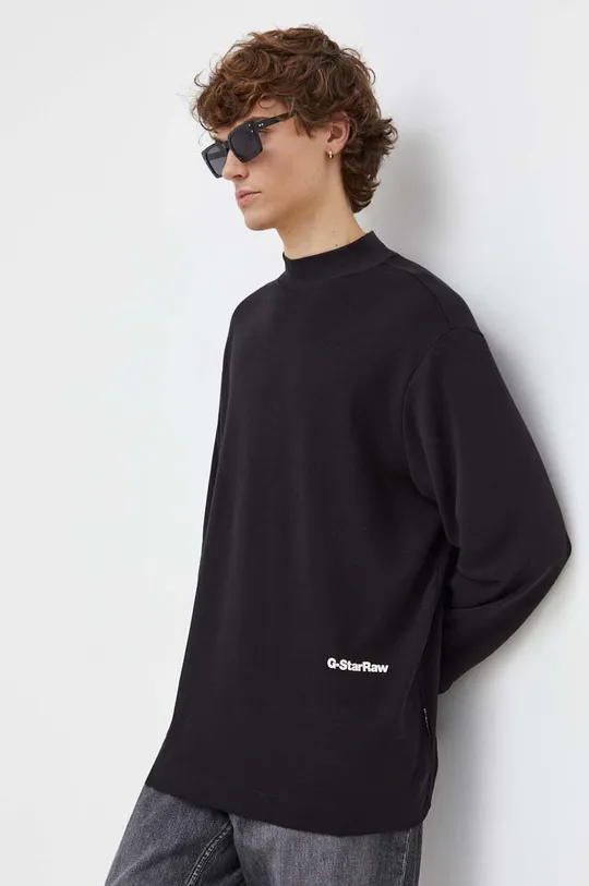čierna Bavlnené tričko s dlhým rukávom G-Star Raw Pánsky