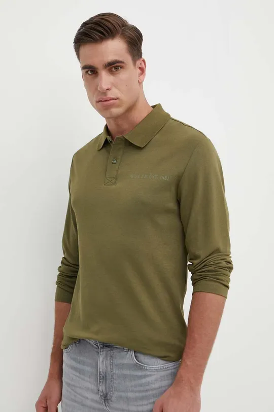 zelená Tričko s dlhým rukávom Guess OLIVER Pánsky