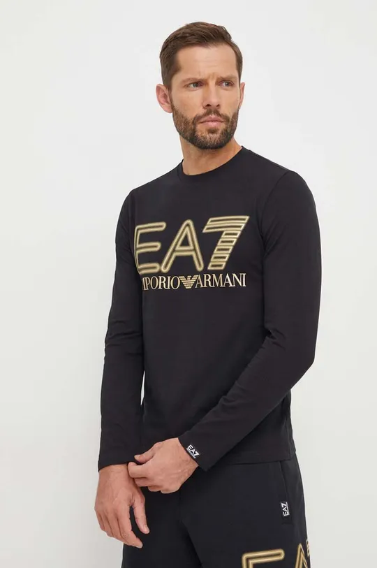 črna Majica z dolgimi rokavi EA7 Emporio Armani Moški
