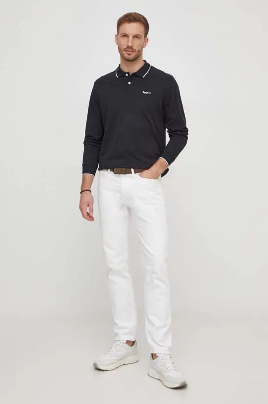 Bavlnené tričko s dlhým rukávom Pepe Jeans čierna