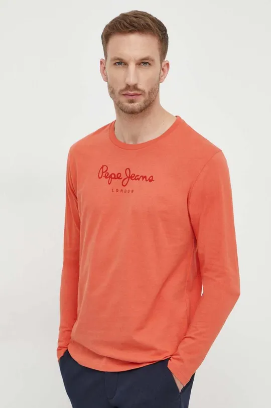 πορτοκαλί Βαμβακερό μπλουζάκι Pepe Jeans Eggo Ανδρικά