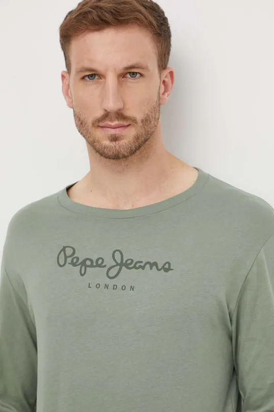 πράσινο Βαμβακερό μπλουζάκι Pepe Jeans Eggo EGGO LONG N Ανδρικά