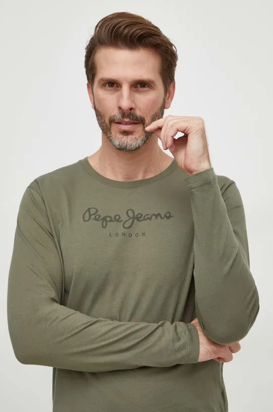 zelena Bombažna kratka majica Pepe Jeans Eggo Moški