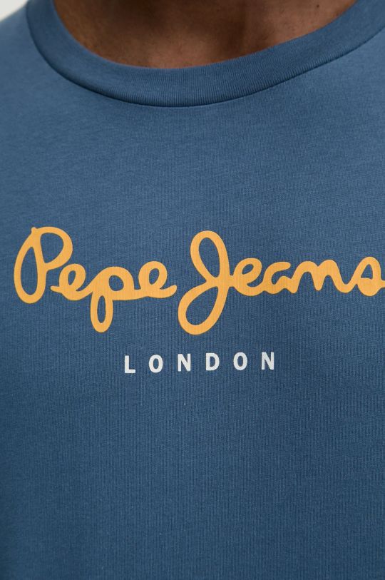 Памучна тениска Pepe Jeans Eggo PM508209 син