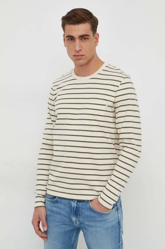 béžová Bavlnené tričko s dlhým rukávom Pepe Jeans Costa Pánsky