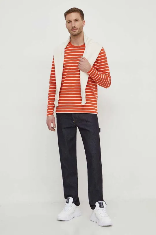 Βαμβακερή μπλούζα με μακριά μανίκια Pepe Jeans Costa πορτοκαλί