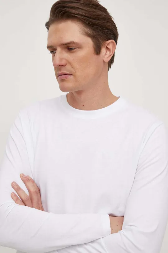 biela Bavlnené tričko s dlhým rukávom Pepe Jeans Pánsky