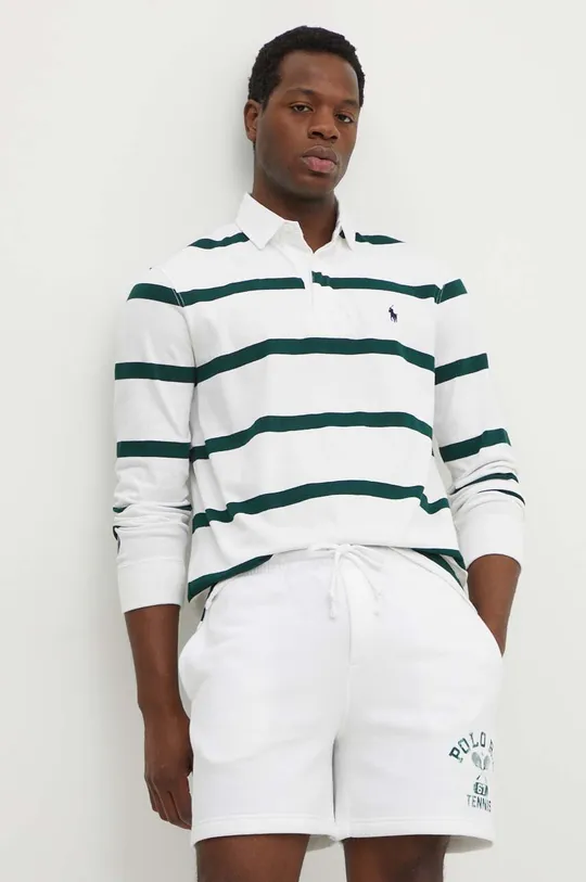 biela Bavlnené tričko s dlhým rukávom Polo Ralph Lauren Pánsky