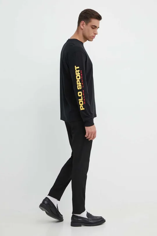 Bavlnené tričko s dlhým rukávom Polo Ralph Lauren čierna
