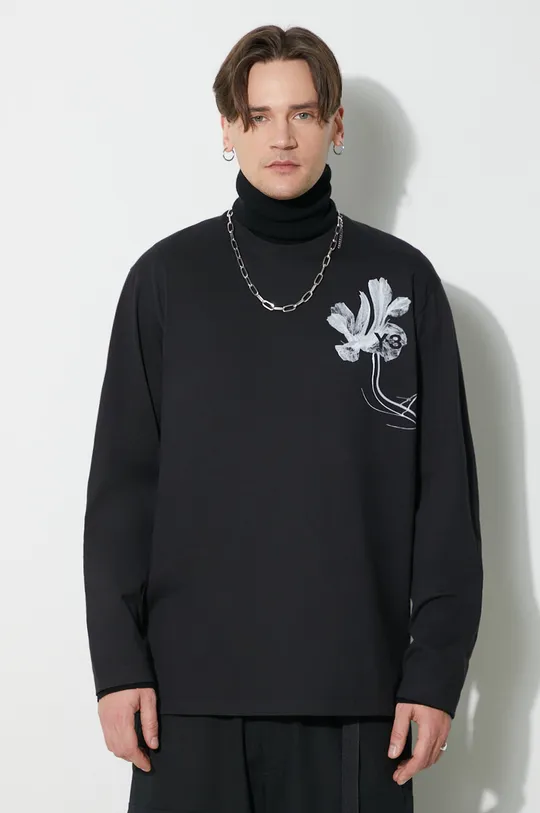 nero Y-3 top a maniche lunghe in cotone Graphic Long Sleeve Tee Uomo