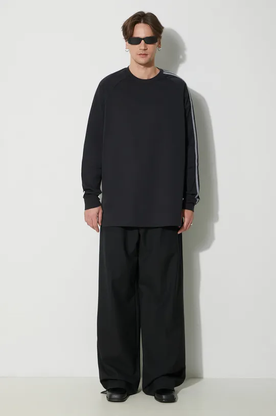 Y-3 camicia a maniche lunghe 3-Stripes Long Sleeve Tee nero
