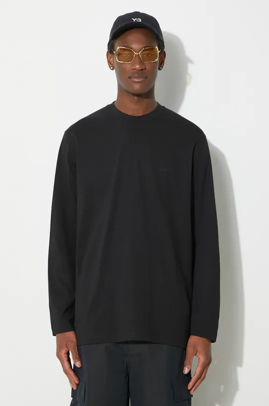 čierna Bavlnené tričko s dlhým rukávom Y-3 Long Sleeve Tee Pánsky