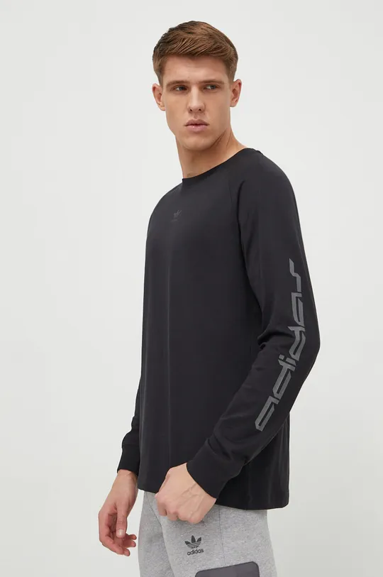 μαύρο Βαμβακερή μπλούζα με μακριά μανίκια adidas Originals 0