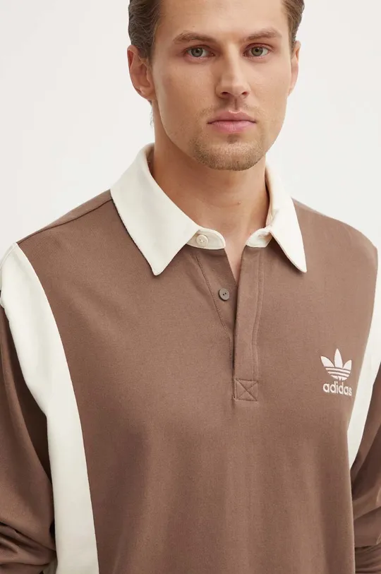 καφέ Βαμβακερή μπλούζα με μακριά μανίκια adidas Originals Rugby 0