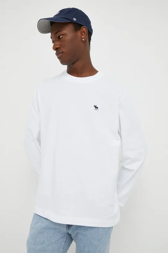 λευκό Βαμβακερή μπλούζα με μακριά μανίκια Abercrombie & Fitch Ανδρικά