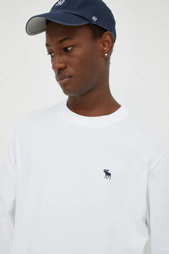 biały Abercrombie & Fitch longsleeve bawełniany