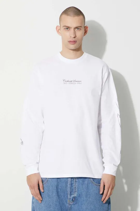 Carhartt WIP longsleeve bawełniany Longsleeve Safety Pin T-Shirt biały