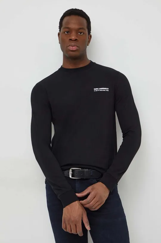čierna Tričko s dlhým rukávom Karl Lagerfeld Pánsky