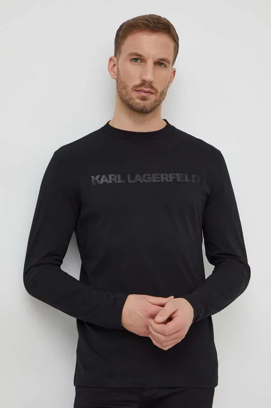 μαύρο Βαμβακερή μπλούζα με μακριά μανίκια Karl Lagerfeld