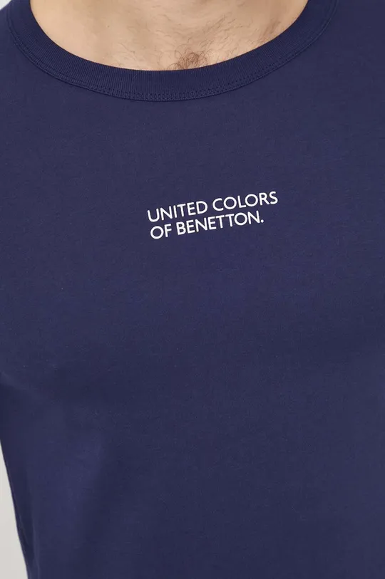 Bombažna majica z dolgimi rokavi United Colors of Benetton Moški