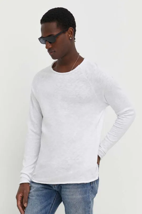 biela Bavlnené tričko s dlhým rukávom American Vintage T-SHIRT ML COL ROND Pánsky