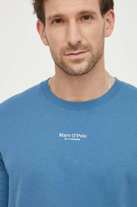 modrá Bavlnené tričko s dlhým rukávom Marc O'Polo